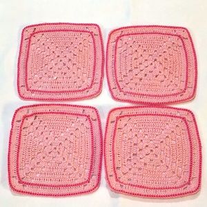 Crocheted pink & red cotton coasters